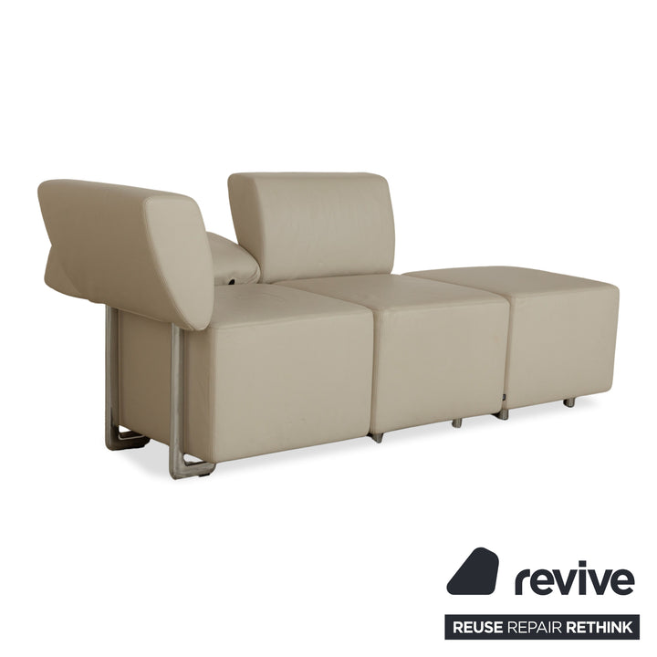 COR Clou Leder Dreisitzer + Sessel Creme manuelle Funktion Sofa Couch