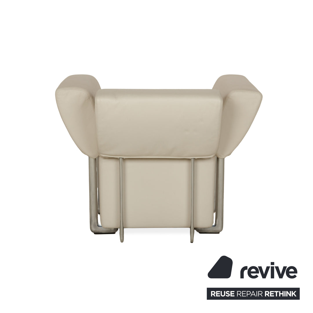 COR Clou Leder Dreisitzer + Sessel Creme manuelle Funktion Sofa Couch