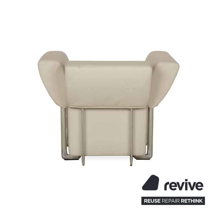 COR Clou Leder Dreisitzer + Sessel Creme manuelle Funktion Sofa Couch