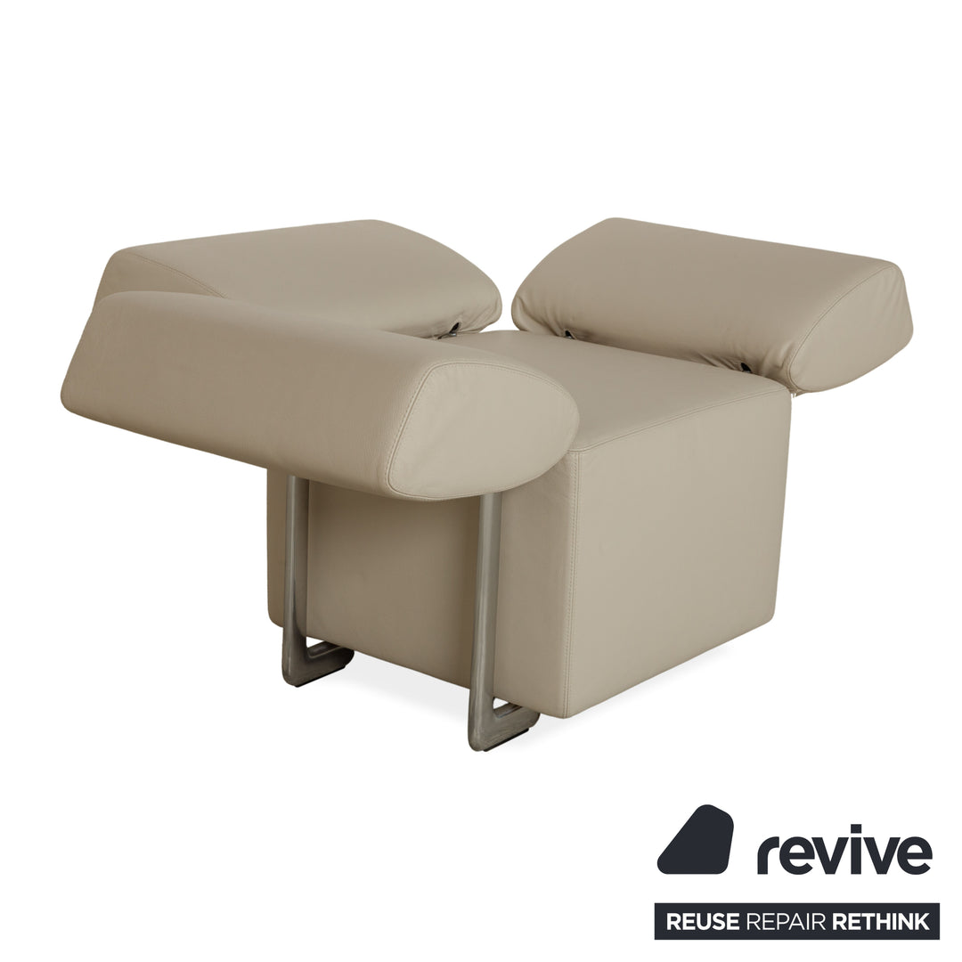 COR Clou Leder Dreisitzer + Sessel Creme manuelle Funktion Sofa Couch