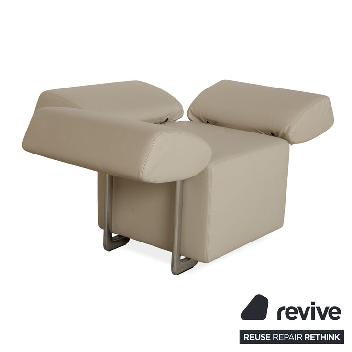 COR Clou Leder Dreisitzer + Sessel Creme manuelle Funktion Sofa Couch