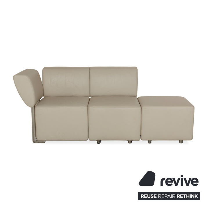 COR Clou Leder Dreisitzer + Sessel Creme manuelle Funktion Sofa Couch