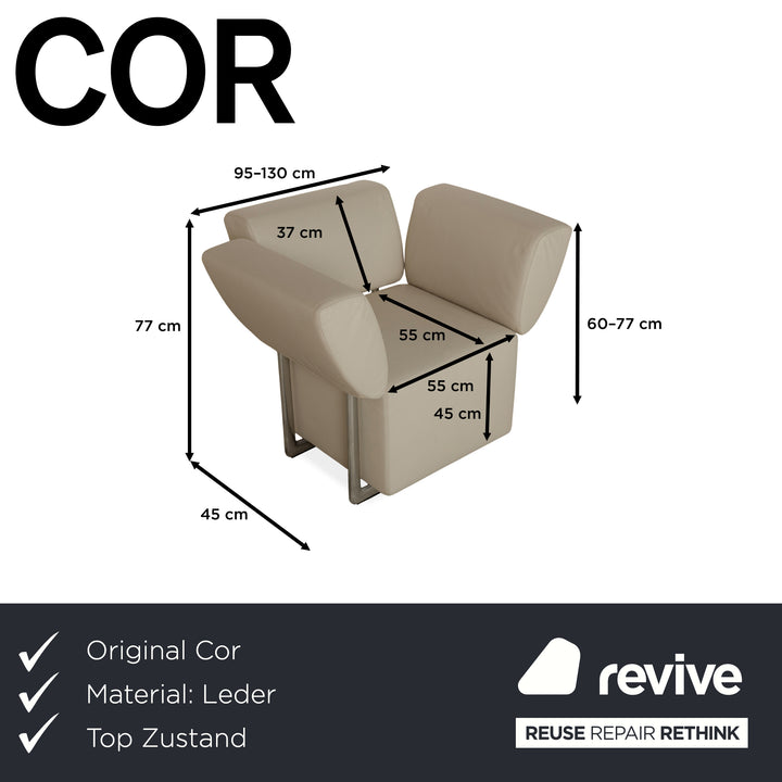 COR Clou Leder Sessel Creme manuelle Funktion