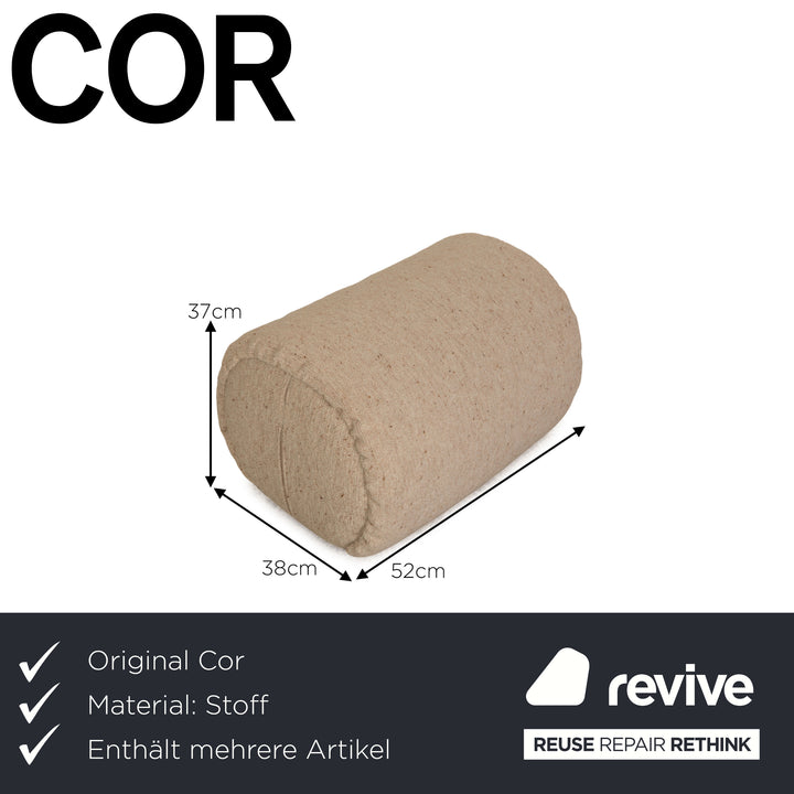 Cor Commodus Stoff Sofa Garnitur Beige Zweisitzer Hocker