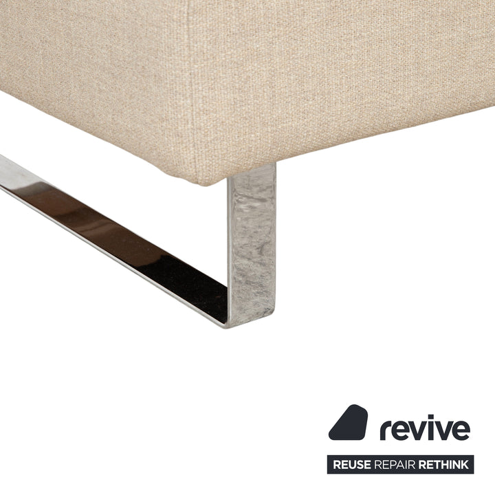 Cor Conseta Ecksofa Stoff Beige Creme Sand Couch mit Chrom Kufen Recamiere Links Fußstütze
