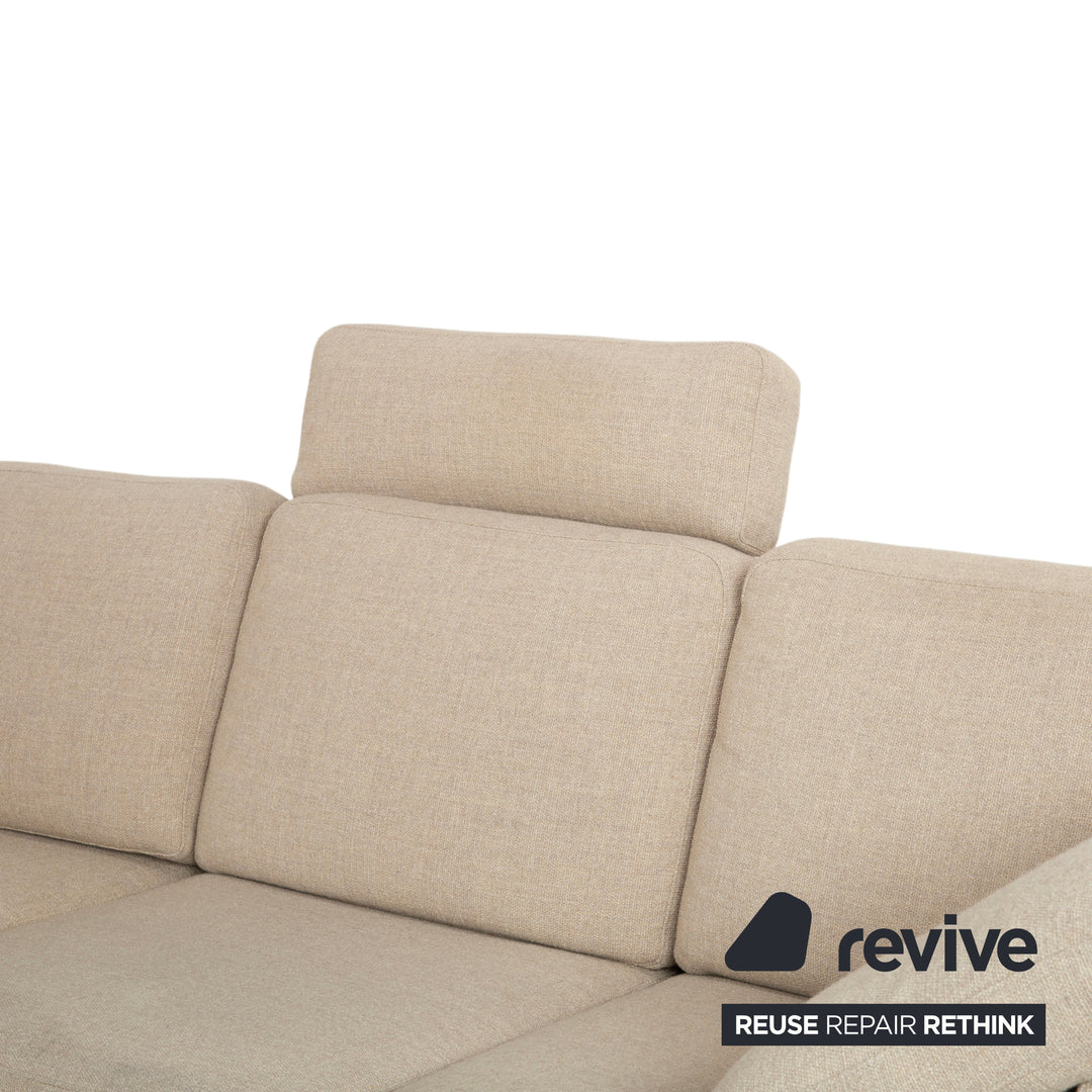 Cor Conseta Ecksofa Stoff Beige Creme Sand Couch mit Chrom Kufen Recamiere Links Fußstütze