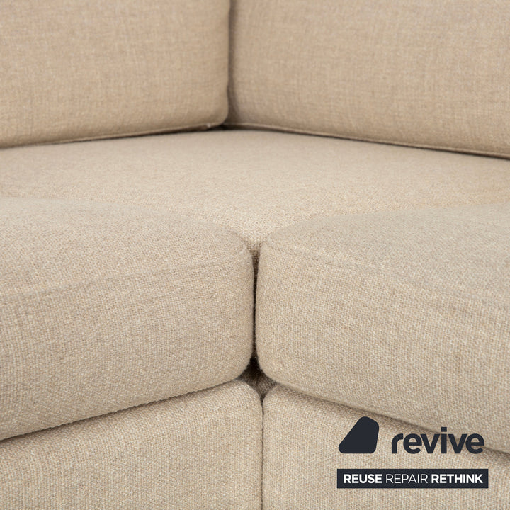 Cor Conseta Ecksofa Stoff Beige Creme Sand Couch mit Chrom Kufen Recamiere Links Fußstütze