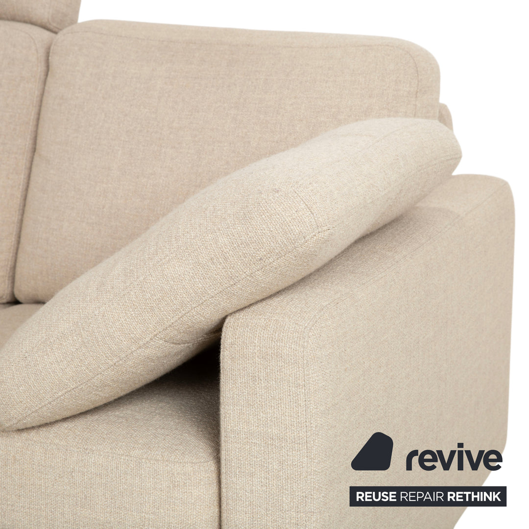 Cor Conseta Ecksofa Stoff Beige Creme Sand Couch mit Chrom Kufen Recamiere Links Fußstütze