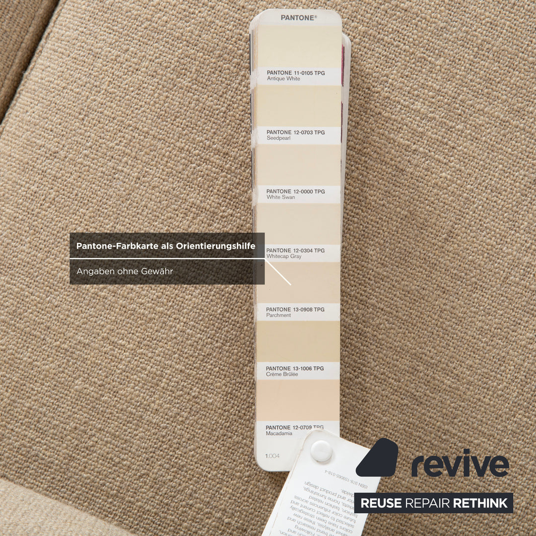 Cor Conseta Ecksofa Stoff Beige Creme Sand Couch mit Chrom Kufen Recamiere Links Fußstütze