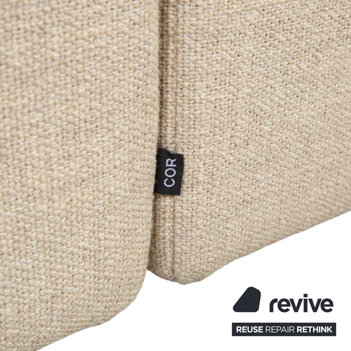Cor Conseta Ecksofa Stoff Beige Creme Sand Couch mit Chrom Kufen Recamiere Links Fußstütze