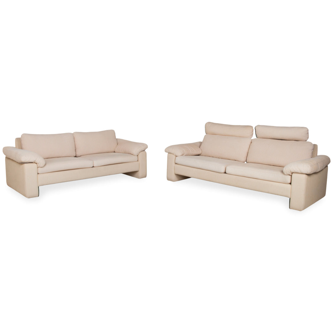 COR Conseta Garnitur Stoff Dreisitzer Zweisitzer Beige Creme Sofa Couch manuelle Funktion