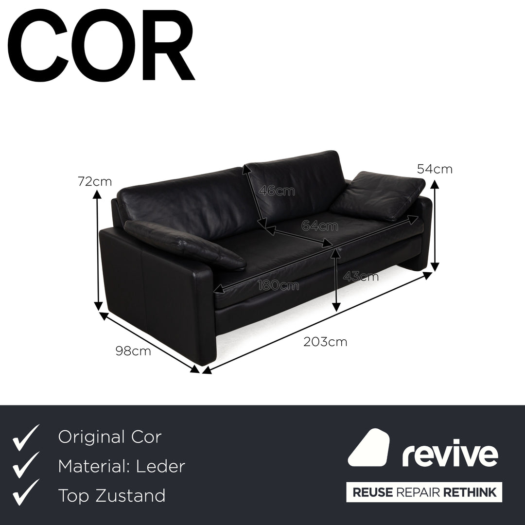 Cor Conseta Leder Dreisitzer Blau Sofa Couch