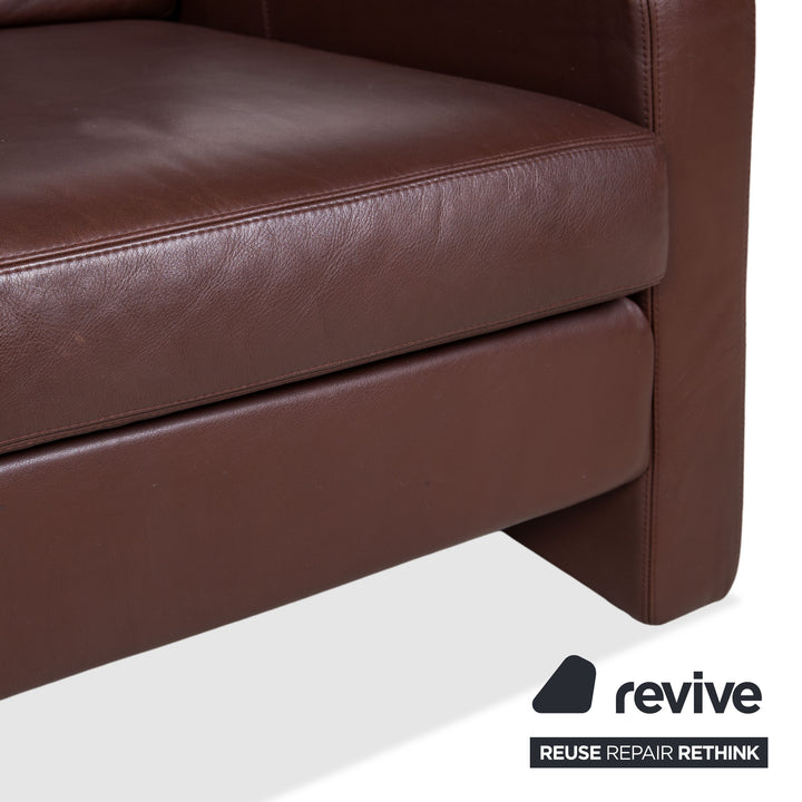 Cor Conseta Leather Three-Seater Brown Coffee Mahogany Sofa Couch