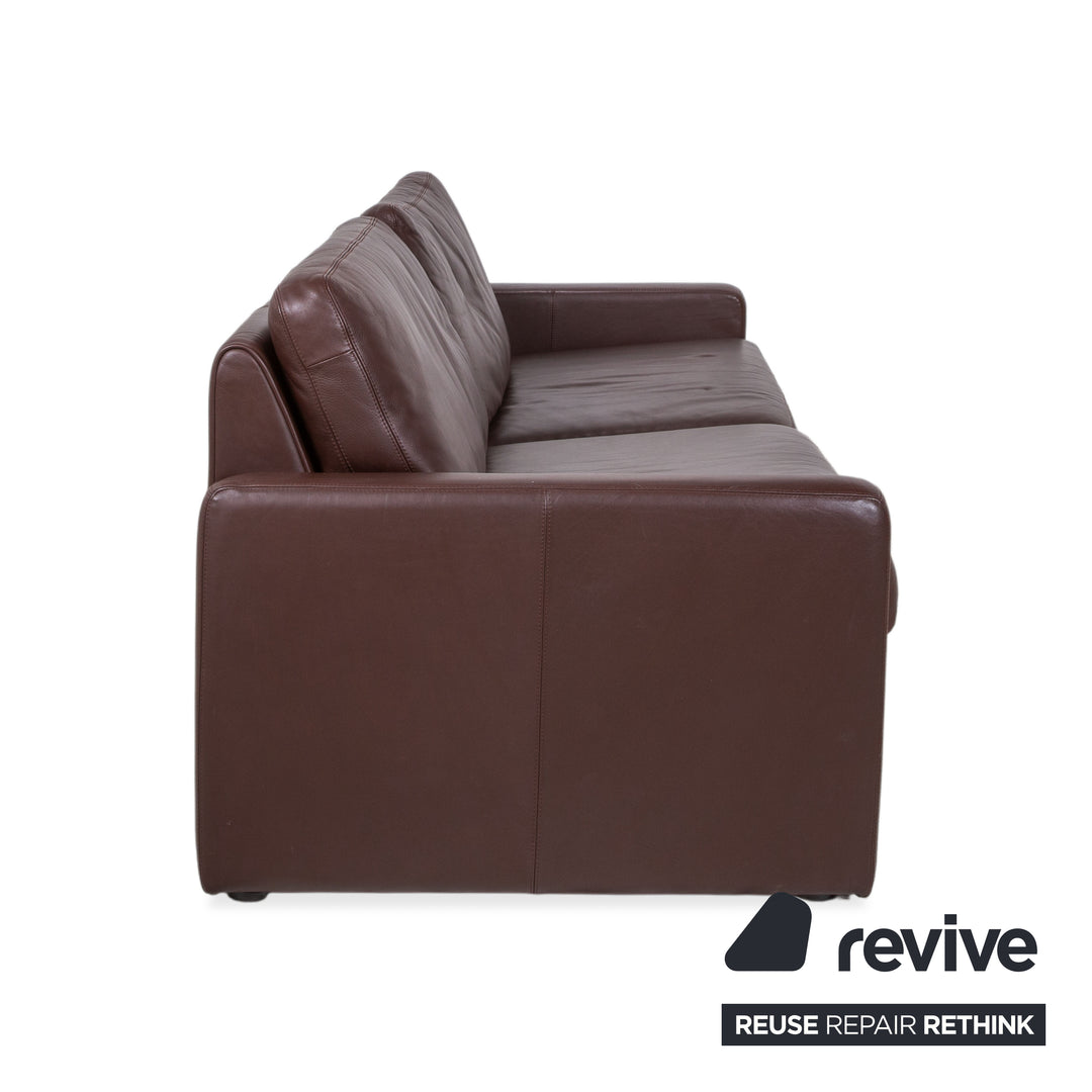 Cor Conseta Leather Three-Seater Brown Coffee Mahogany Sofa Couch