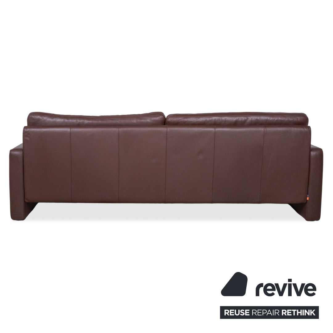 Cor Conseta Leather Three-Seater Brown Coffee Mahogany Sofa Couch