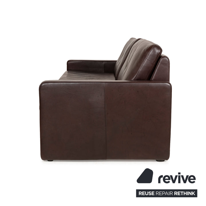 Cor Conseta Leder Dreisitzer Braun Sofa Couch