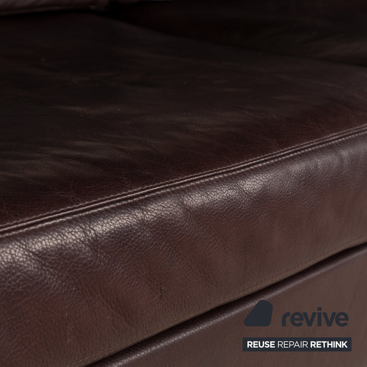 Cor Conseta Leder Dreisitzer Braun Sofa Couch
