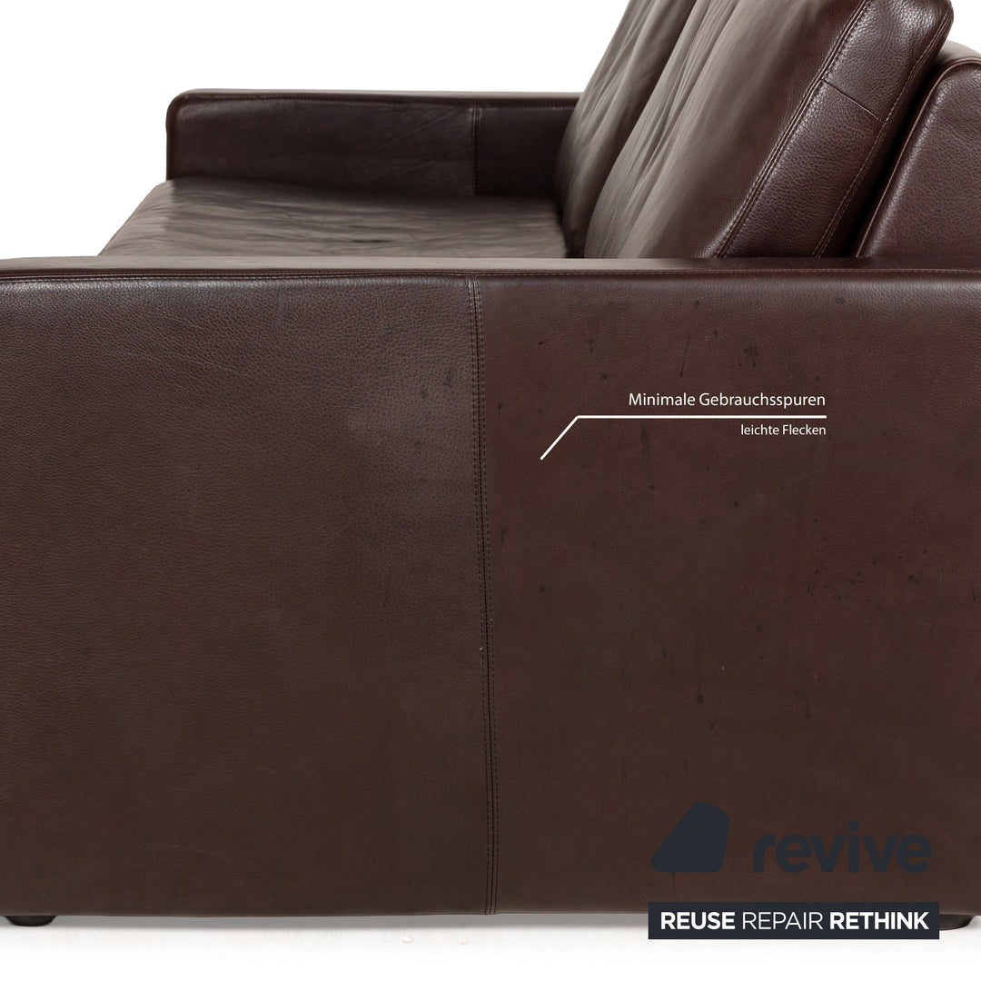 Cor Conseta Leder Dreisitzer Braun Sofa Couch