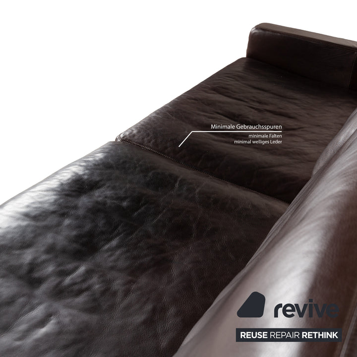 Cor Conseta Leder Dreisitzer Braun Sofa Couch