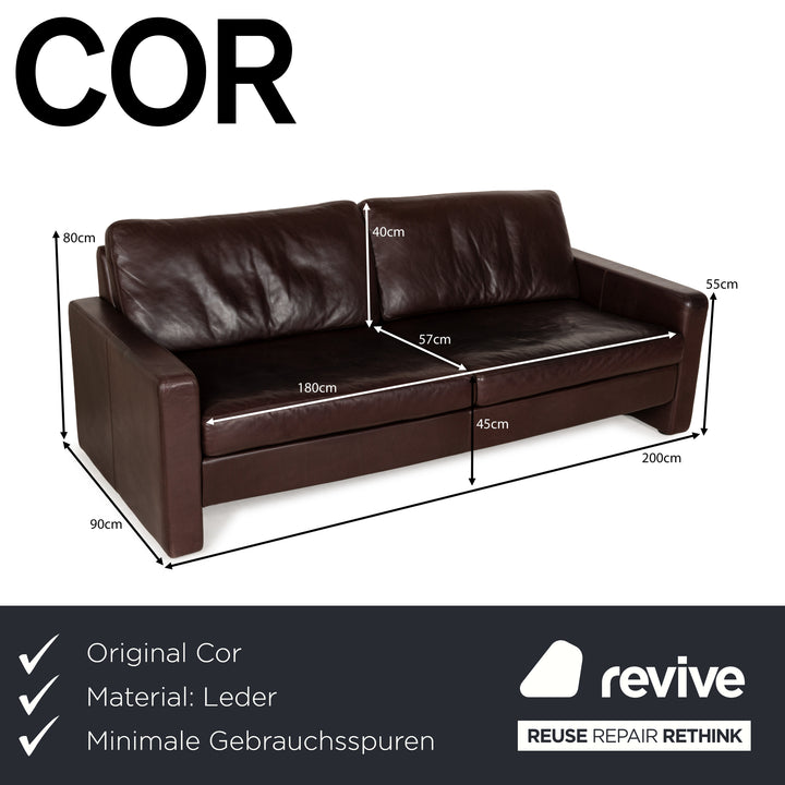 Canapé trois places en cuir marron Cor Conseta