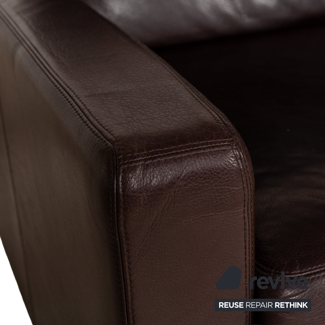 Cor Conseta Leder Dreisitzer Braun Sofa Couch