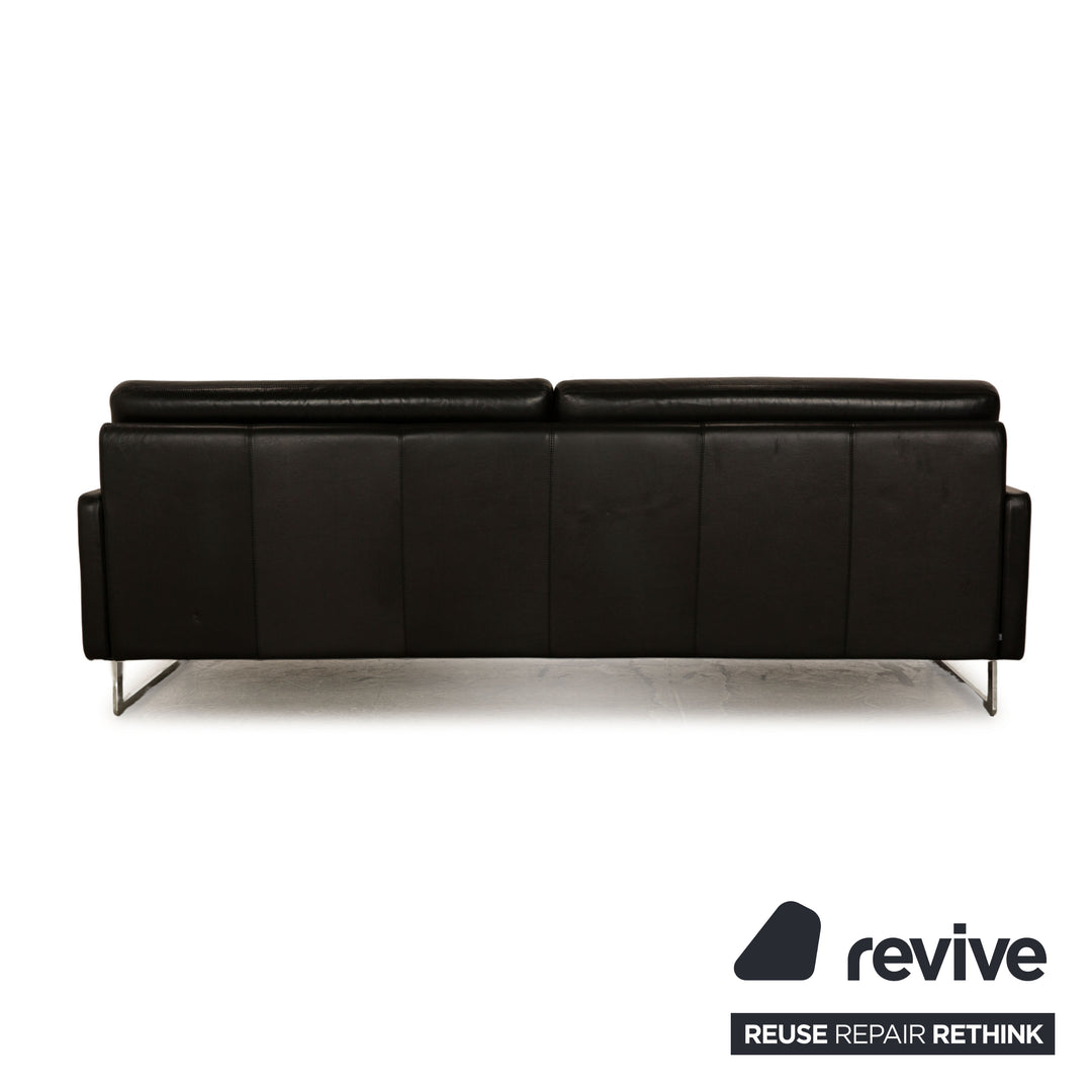 Cor Conseta Leder Dreisitzer Schwarz Sofa Couch