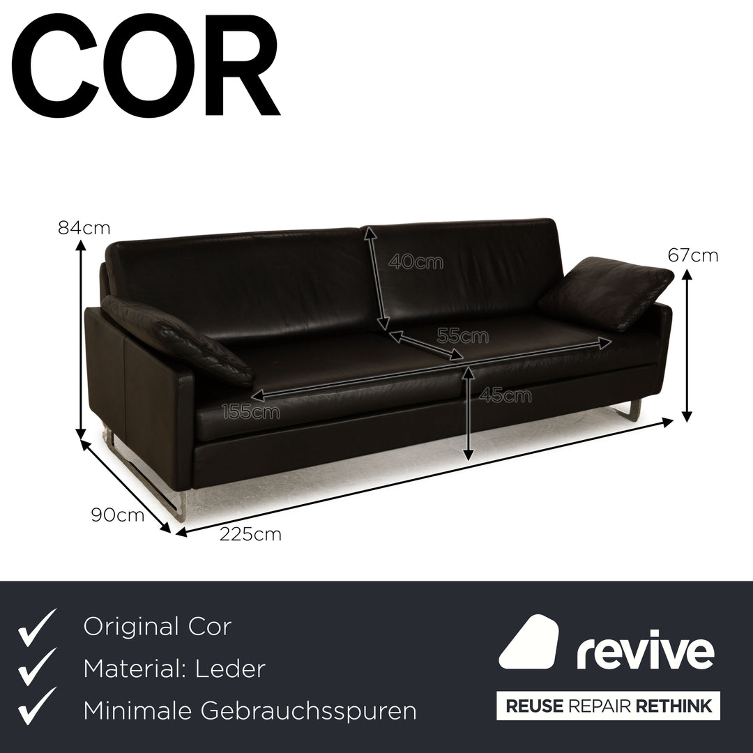 Cor Conseta Leder Dreisitzer Schwarz Sofa Couch