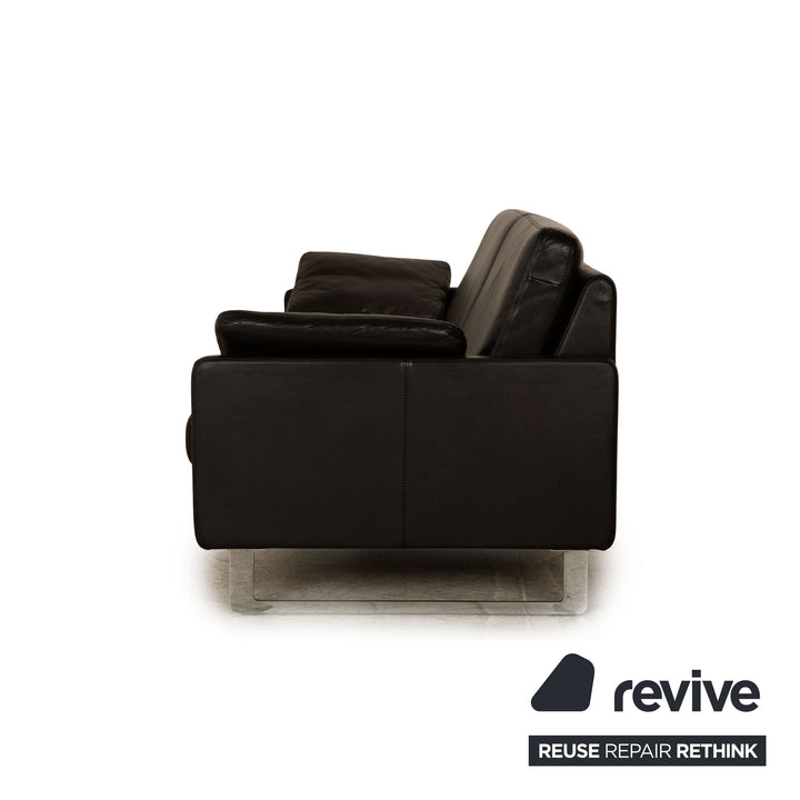 Cor Conseta Leder Dreisitzer Schwarz Sofa Couch