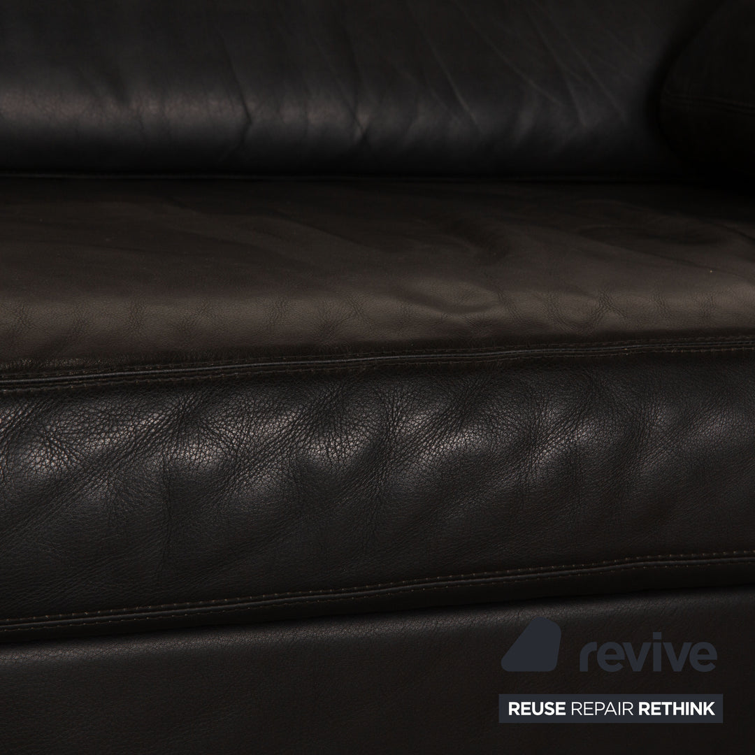 Cor Conseta Leder Dreisitzer Schwarz Sofa Couch