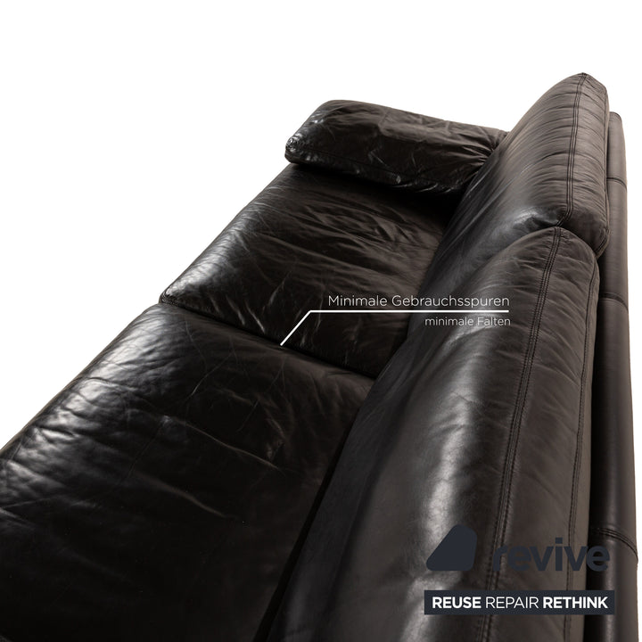 Cor Conseta Leder Dreisitzer Schwarz Sofa Couch