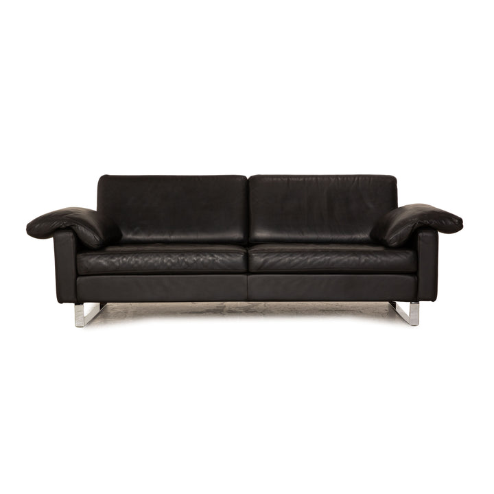 Cor Conseta Leder Dreisitzer Schwarz Sofa Couch