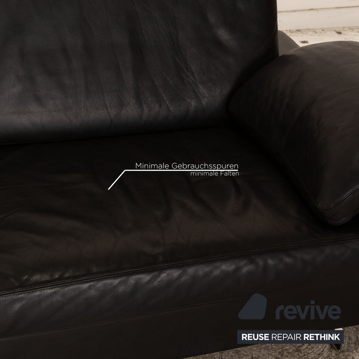Cor Conseta Leder Dreisitzer Schwarz Sofa Couch