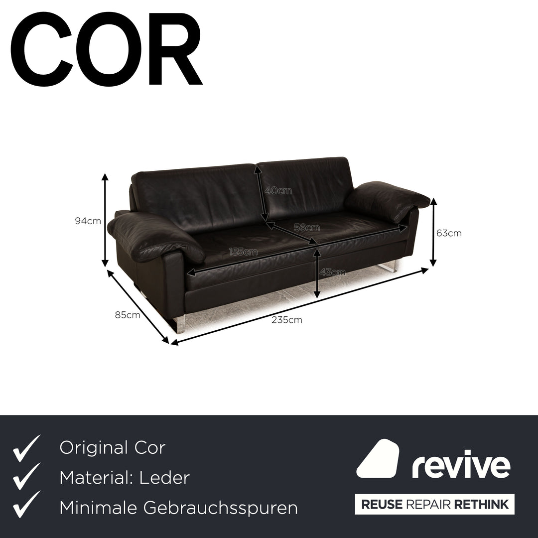 Cor Conseta Leder Dreisitzer Schwarz Sofa Couch
