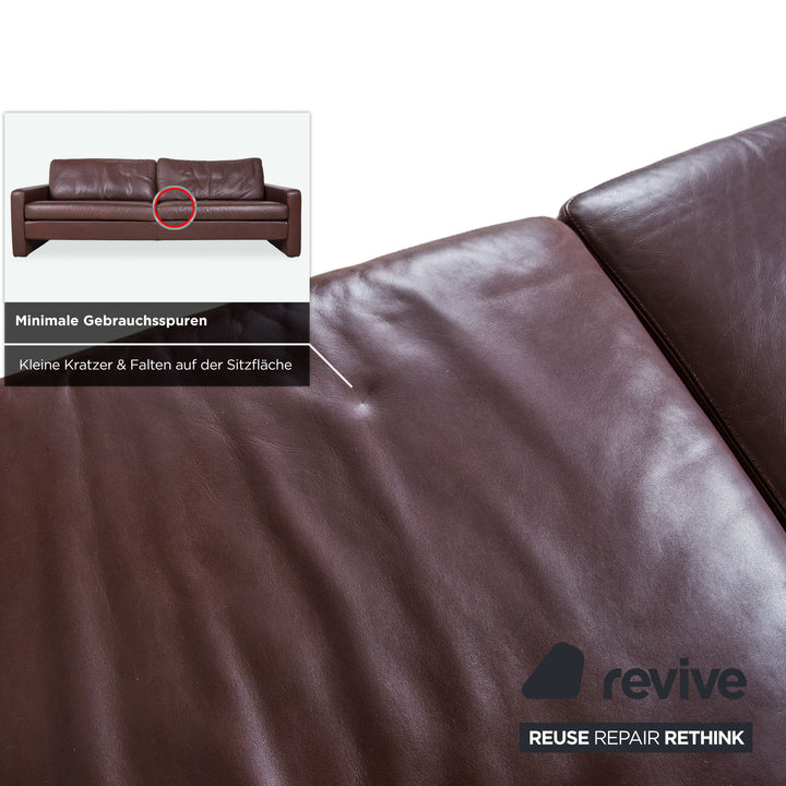 Cor Conseta Leder Dreisitzer & Sessel Braun Kaffee Mahagoni Sofa Couch inkl. Kopfstütze