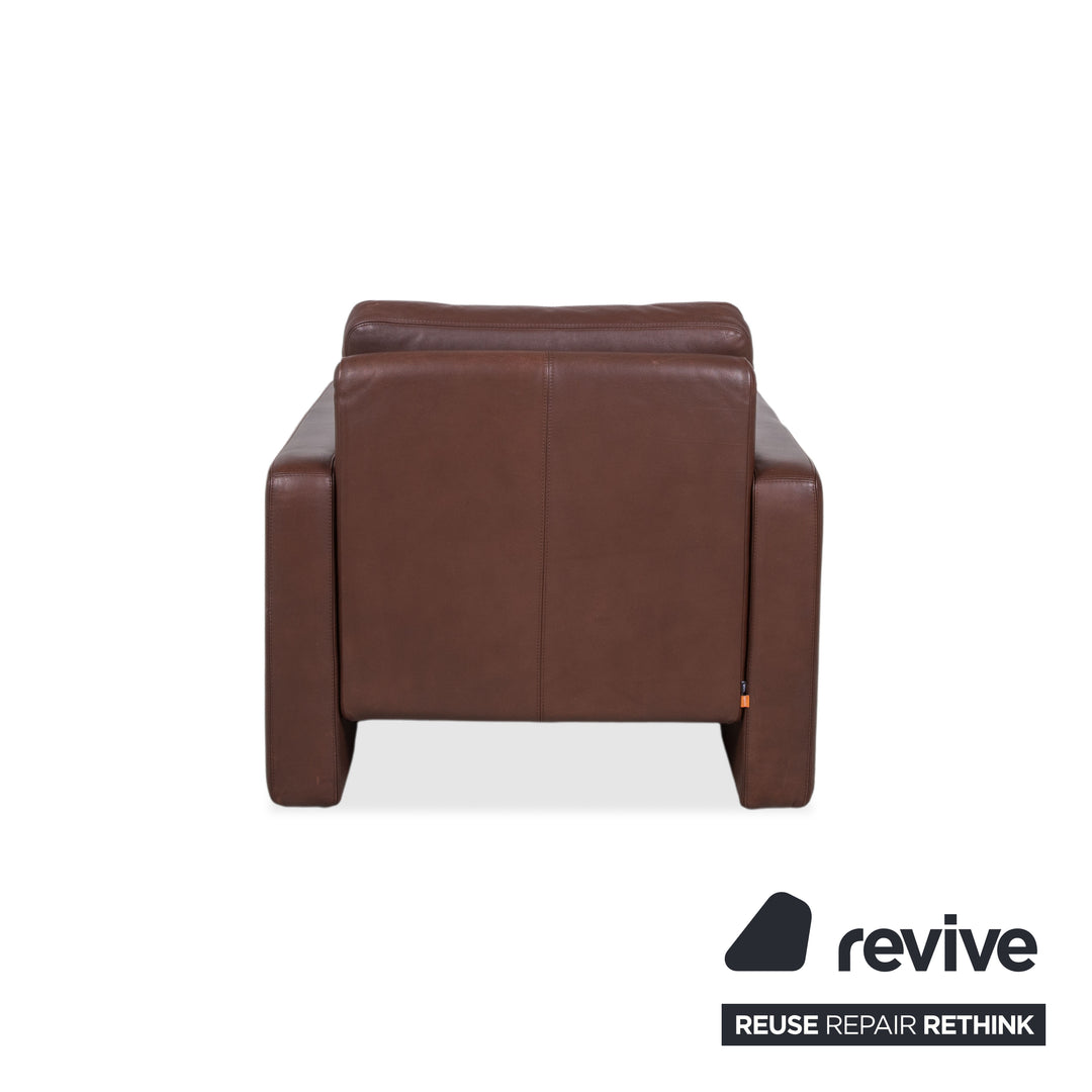 Cor Conseta Leder Dreisitzer & Sessel Braun Kaffee Mahagoni Sofa Couch inkl. Kopfstütze