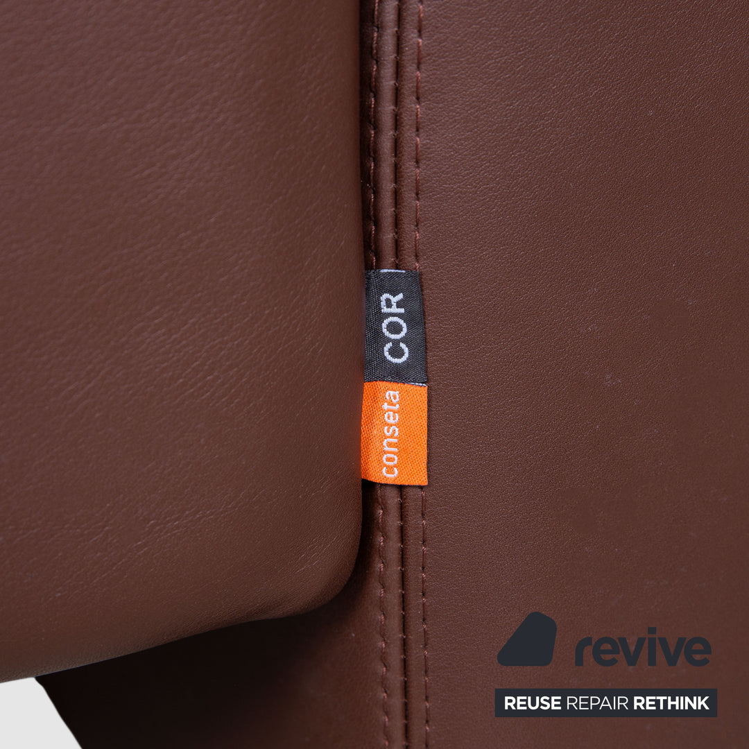 Cor Conseta Leder Dreisitzer & Sessel Braun Kaffee Mahagoni Sofa Couch inkl. Kopfstütze