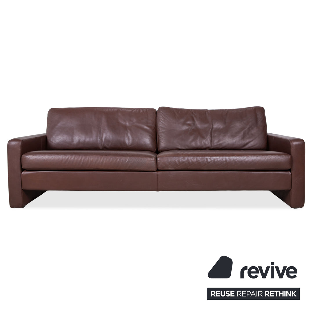 Cor Conseta Leder Dreisitzer & Sessel Braun Kaffee Mahagoni Sofa Couch inkl. Kopfstütze