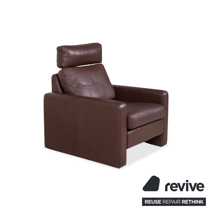 Cor Conseta Leder Dreisitzer & Sessel Braun Kaffee Mahagoni Sofa Couch inkl. Kopfstütze