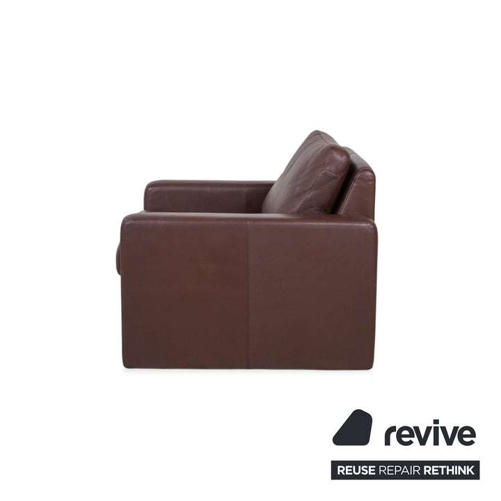Cor Conseta Leder Dreisitzer & Sessel Braun Kaffee Mahagoni Sofa Couch inkl. Kopfstütze