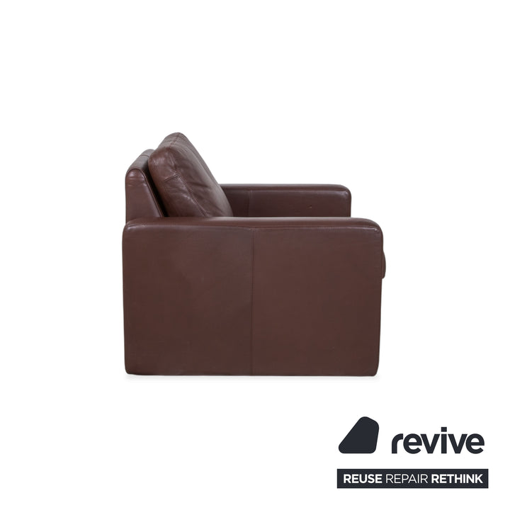 Cor Conseta Leder Dreisitzer & Sessel Braun Kaffee Mahagoni Sofa Couch inkl. Kopfstütze