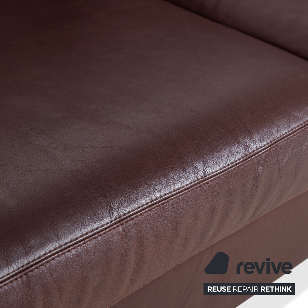 Cor Conseta Leder Dreisitzer & Sessel Braun Kaffee Mahagoni Sofa Couch inkl. Kopfstütze