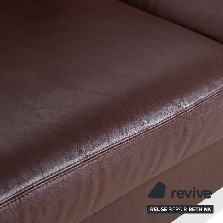 Cor Conseta Leder Dreisitzer & Sessel Braun Kaffee Mahagoni Sofa Couch inkl. Kopfstütze