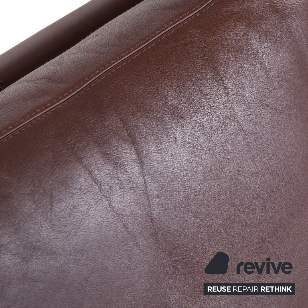 Cor Conseta Leder Dreisitzer & Sessel Braun Kaffee Mahagoni Sofa Couch inkl. Kopfstütze