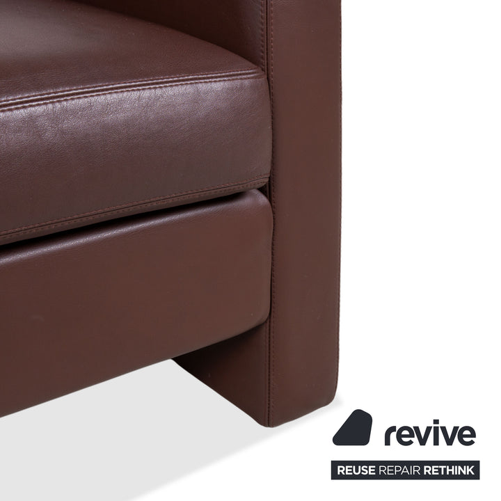 Cor Conseta Leder Dreisitzer & Sessel Braun Kaffee Mahagoni Sofa Couch inkl. Kopfstütze