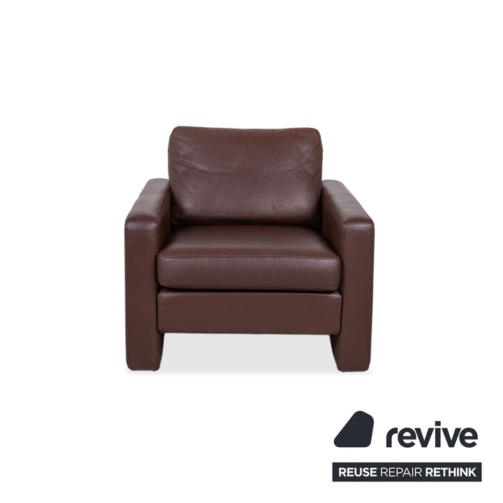 Cor Conseta Leder Dreisitzer & Sessel Braun Kaffee Mahagoni Sofa Couch inkl. Kopfstütze