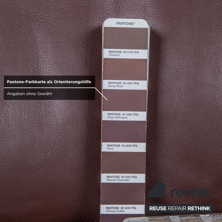 Cor Conseta Leder Dreisitzer & Sessel Braun Kaffee Mahagoni Sofa Couch inkl. Kopfstütze