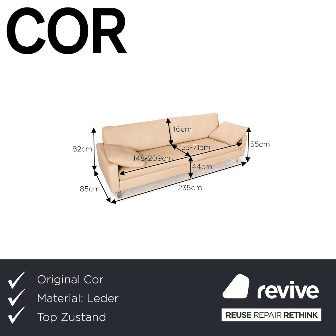 Cor Conseta Leder Dreisitzer Sofa Beige Couch auf Chrom Kuven