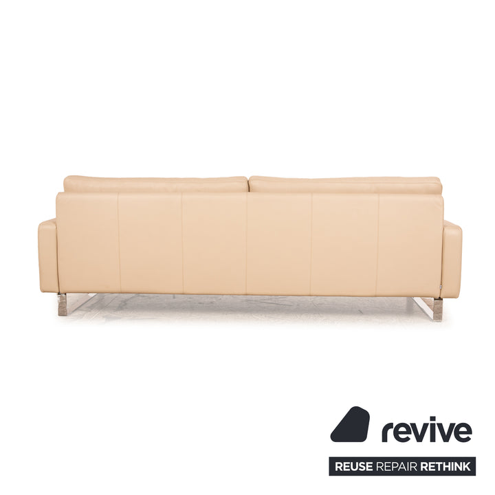 Cor Conseta Leder Dreisitzer Sofa Beige Couch auf Chrom Kuven