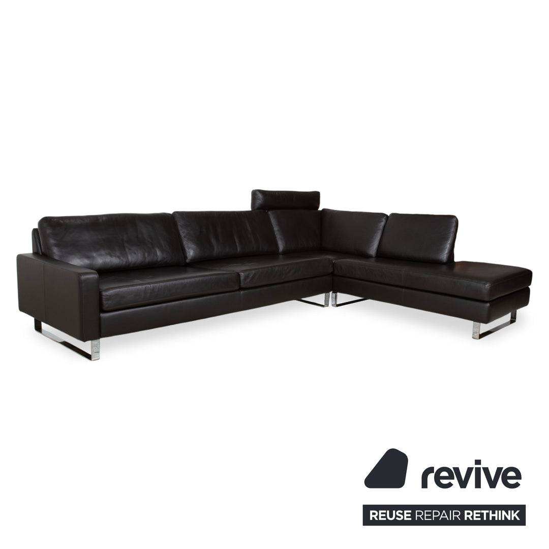 COR Conseta Leder Ecksofa Braun Espresso Sofa Couch Kopfstütze