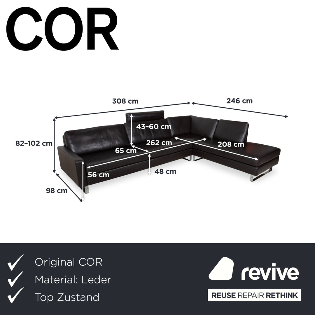 COR Conseta Leder Ecksofa Braun Espresso Sofa Couch Kopfstütze